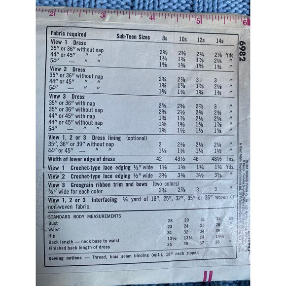 Simplicity 6982 Sewing pattern A line dress bell sleeve 1960s size 12 - Picture 6 of 6